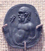 Carnelian gem imprint representing Socrates, Rome, 1st century BC-1st century AD
